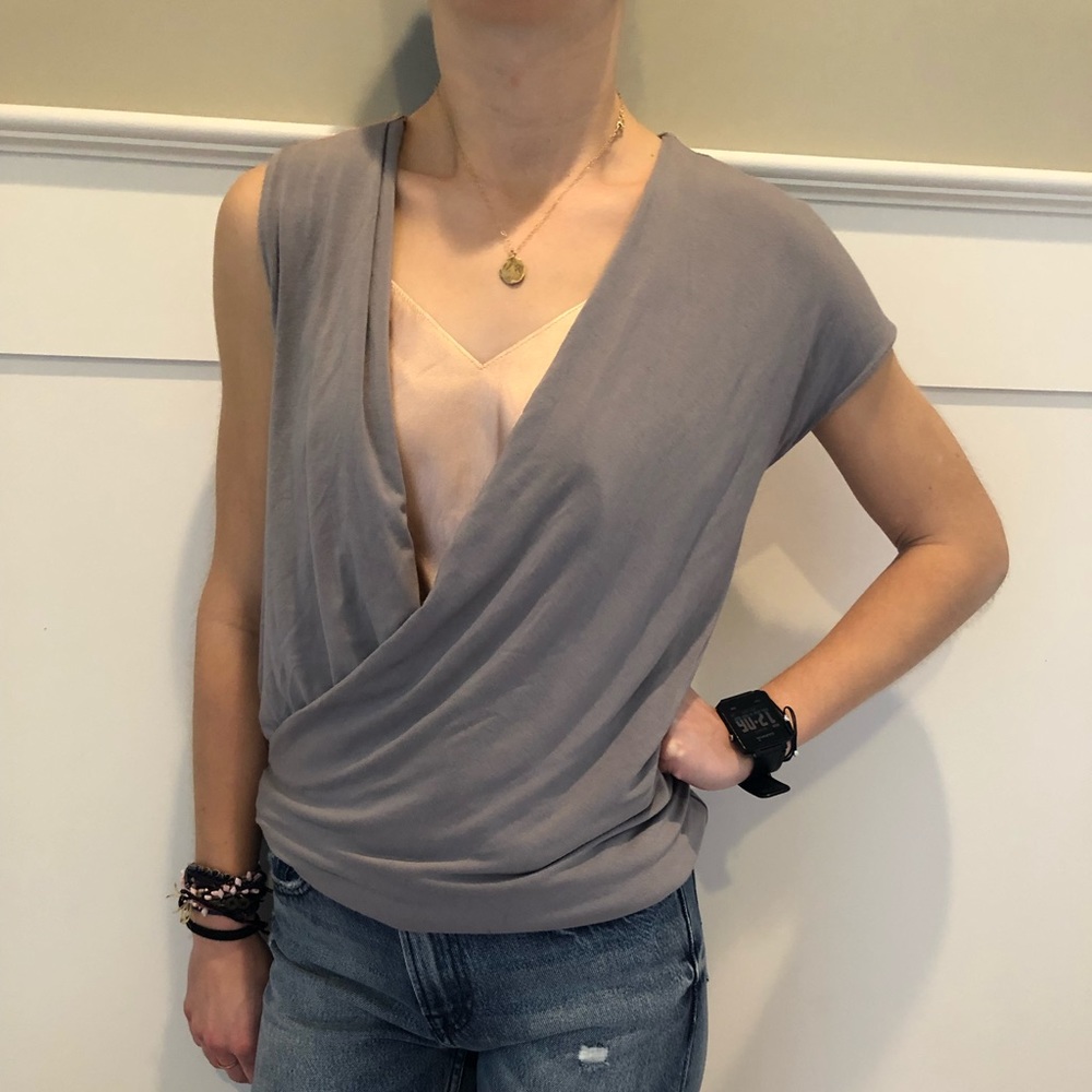 9/15 Saks wrap blouse size XS